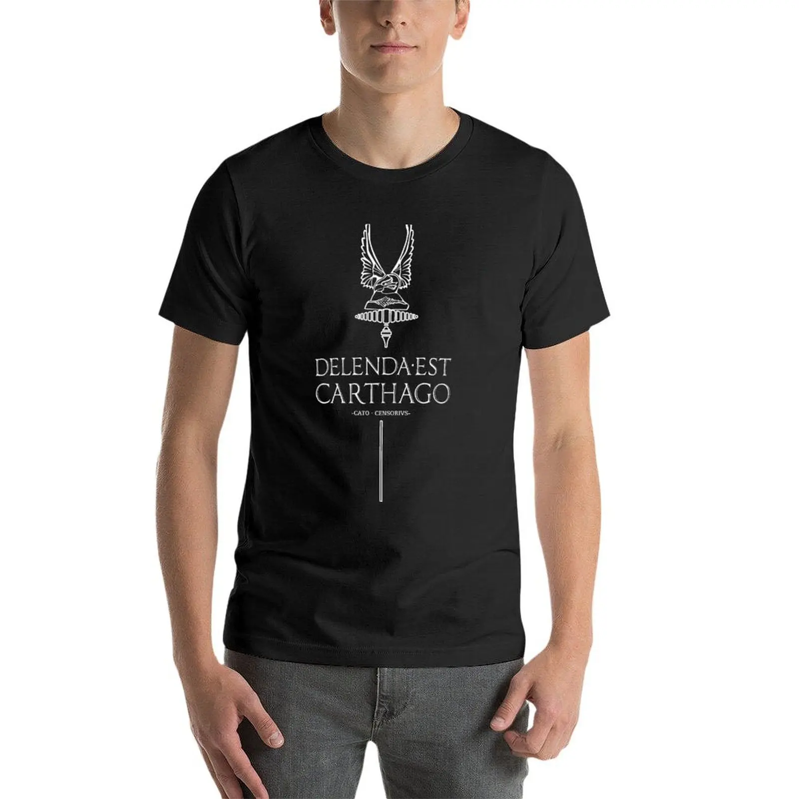 Delenda est Carthago T-Shirt pakaian vintage customizeds pakaian lucu kaus pria