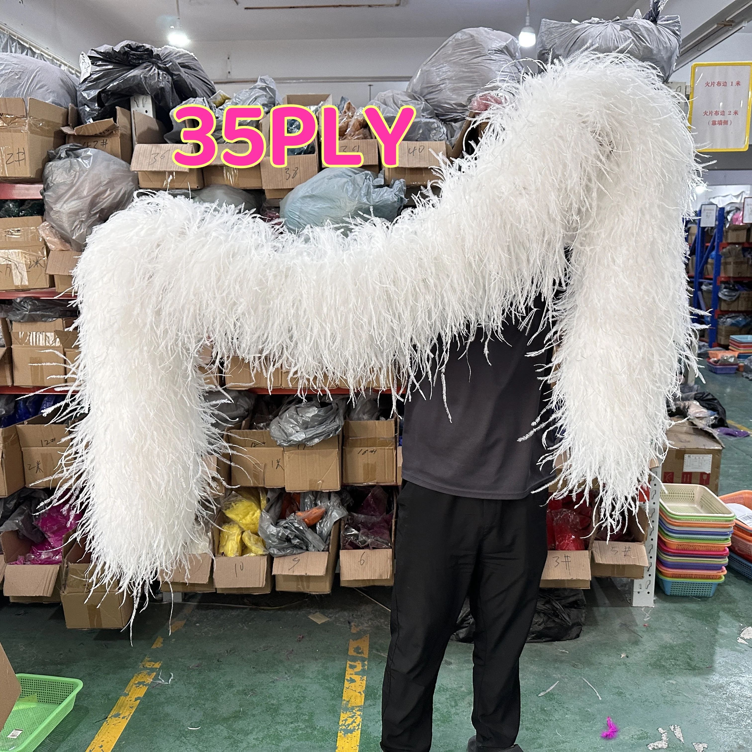 

35PLY White Ostrich Feather Boa 2 Meters Customized Vintage Decoration Plume Scarf Wedding Dress Sewing Accessory Shawl Fashion