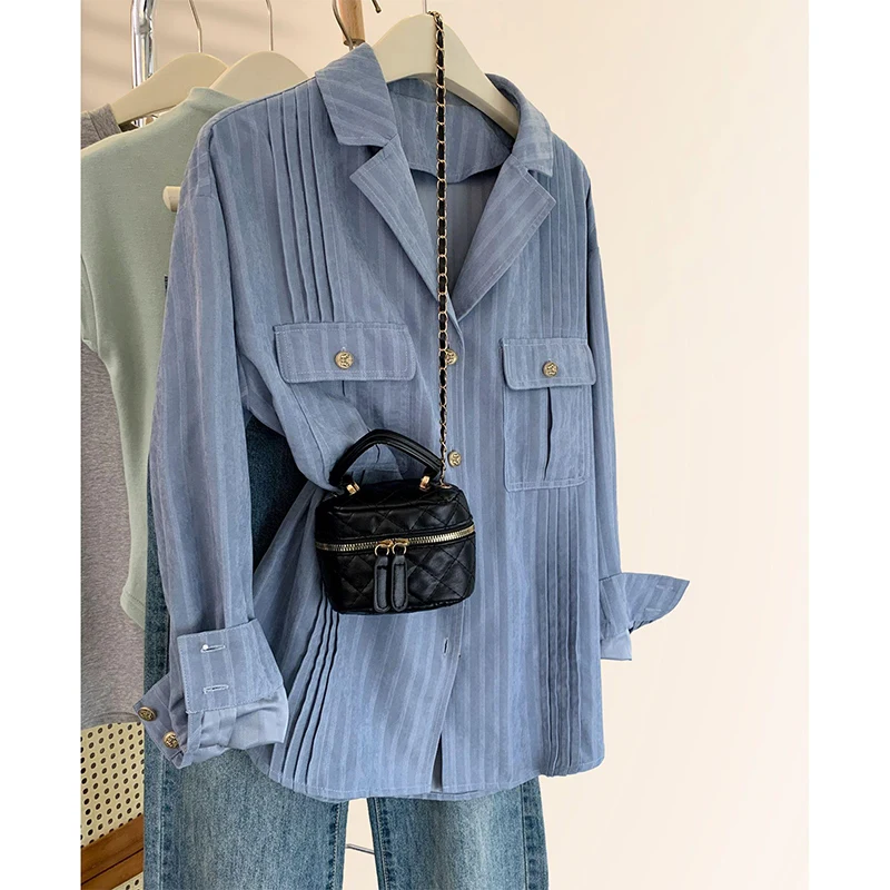 

Женская полосатая верхняя одежда весна-лето 2023, новый трендовый дизайн, уникальная верхняя одежда высокого класса, корейский свободный крой, длинный све