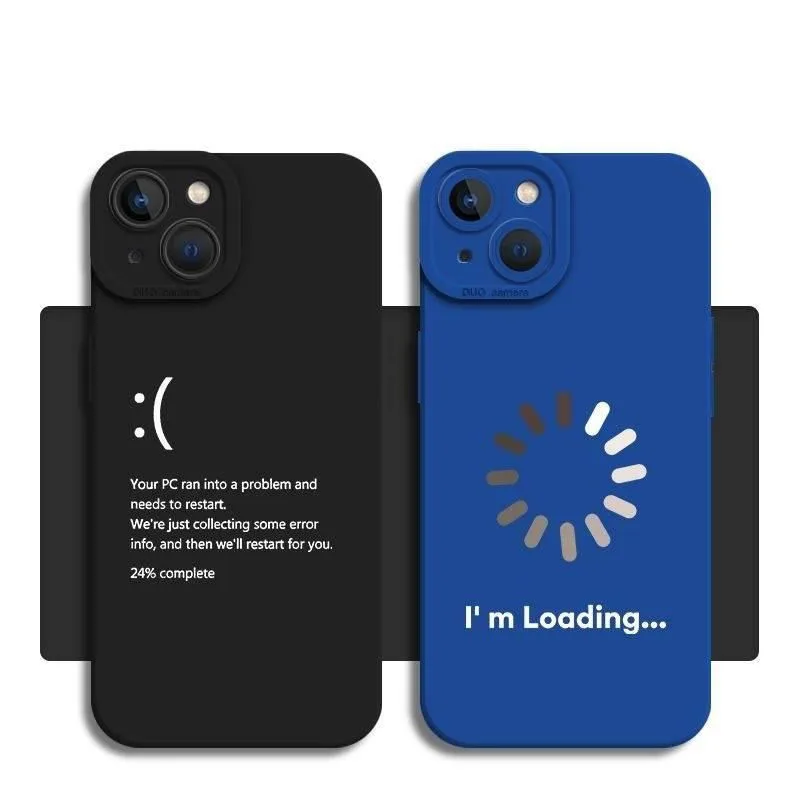 Cute Loading Sad Face Liquid Silicone Shockproof Phone Case For Samsung S26 S25 FE S24 Plus S23 Ultra S22 Anti-drop Matte Cover