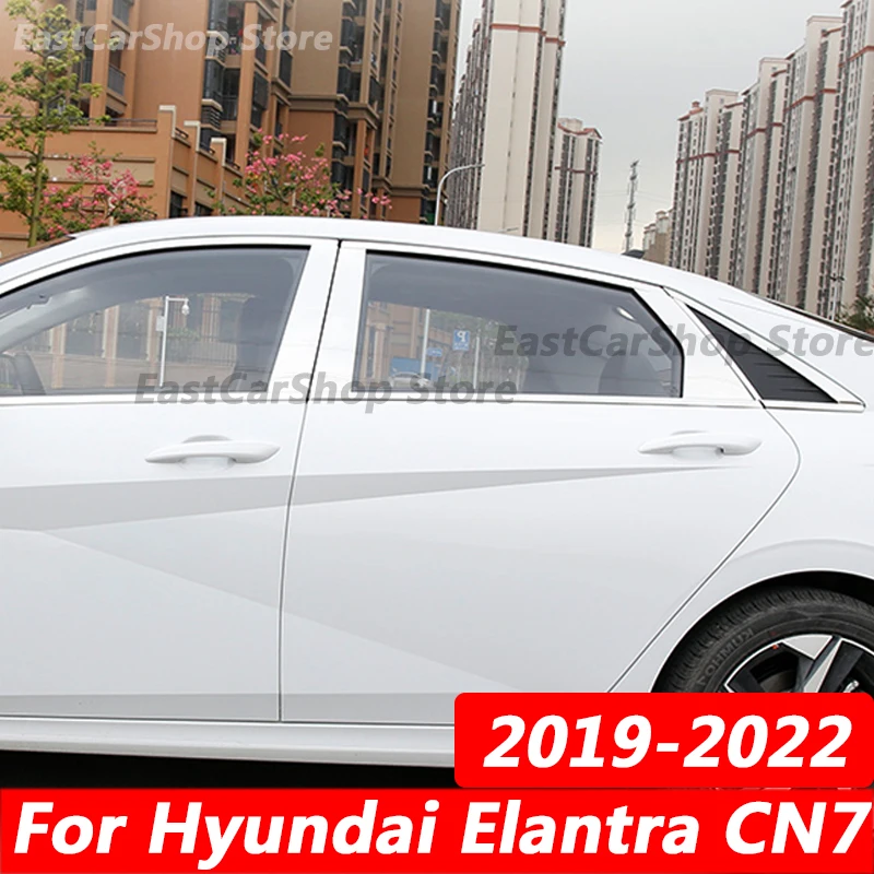 

For Hyundai Elantra CN7 Car Stainless Steel Middle Central Column Window Trim B C Pillar Chrome Sticker 2019 2020 2021 2022