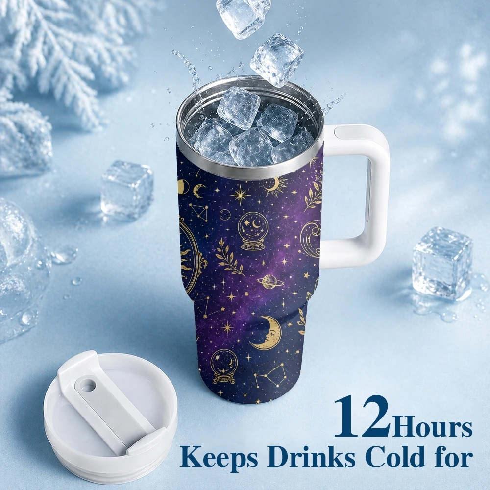 Esoteric Tarot Oracle Sun Moon Constellation Vacuum Flasks 40oz Stainless Steel Insulated Tumbler Straw Leakproof Travel Mug