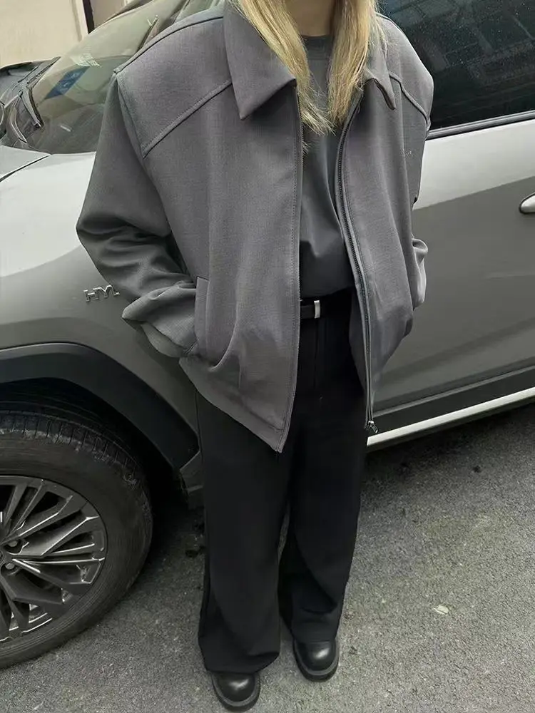 

Bomber Jackets Womens Jacket High Quality Autumn Canvas Single-Breasted Waistband Baseball Vintage Fashionable Activewear Air OL