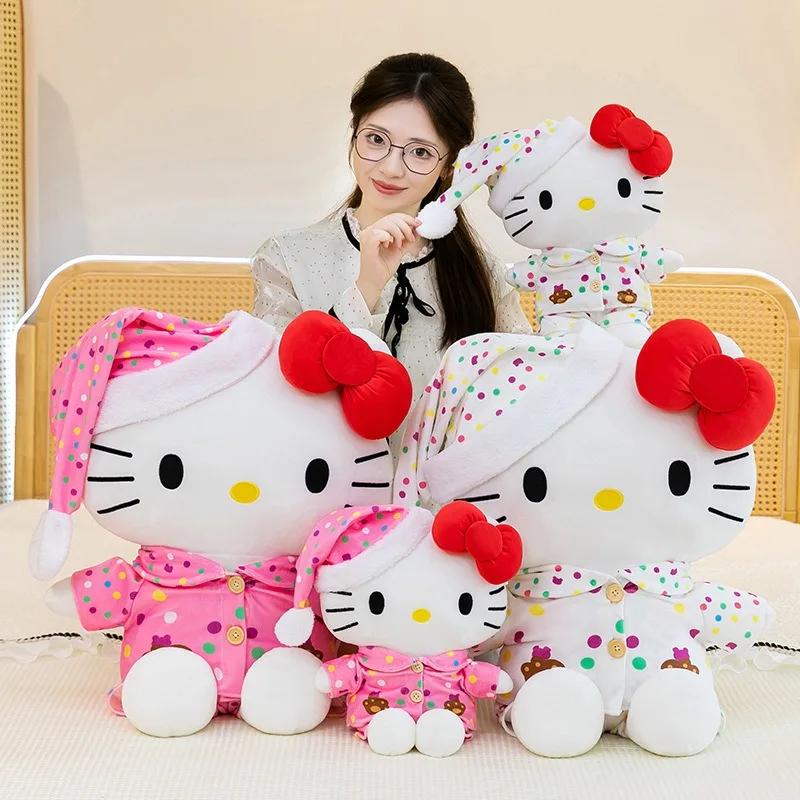 

Плюшевая игрушка Sanrio Hello Kitty большого размера (30/48/60 см), милая мультяшная аниме-подушка, мягкая кукла, плюшевая игрушка, подарки для детей