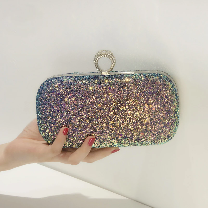 Evening Pink Clutch Designer Bags Women Luxury 2025 Purse Bling Sequins Handbag New Fashion Shoulder Crossbody Small Phone Bag