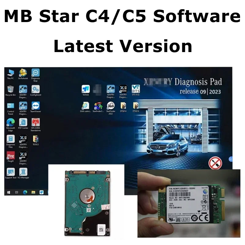 2023.09 Latest MB Star C4 SD Connect C5 SSD Diagnostic Software multi-language Can Work For Xplore ix104 Tablet Rugged I7cpu&4g