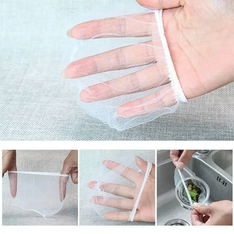 Disposable Sewer Filter for Kitchen Sink Shower Strainer Bag Hair Rubbish Storage Mesh Bag for Home and Restaurant 30Pcs 100Pcs