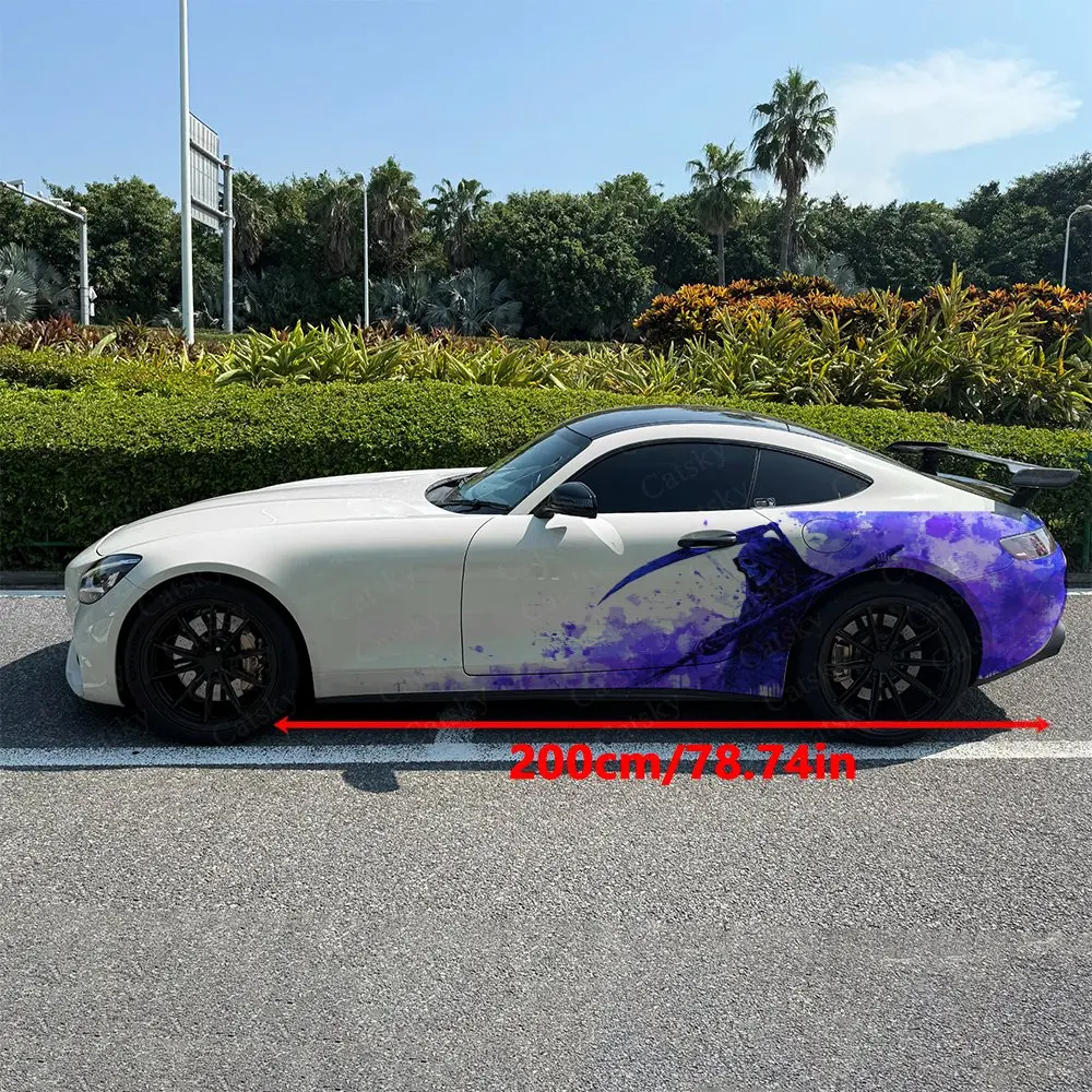 2pcs Ink-Splatter Scythe Reaper Car Side Wraps, Self-Adhesive PVC Waterproof & Scratch-Resistant Stickers, Car Accessory Gift