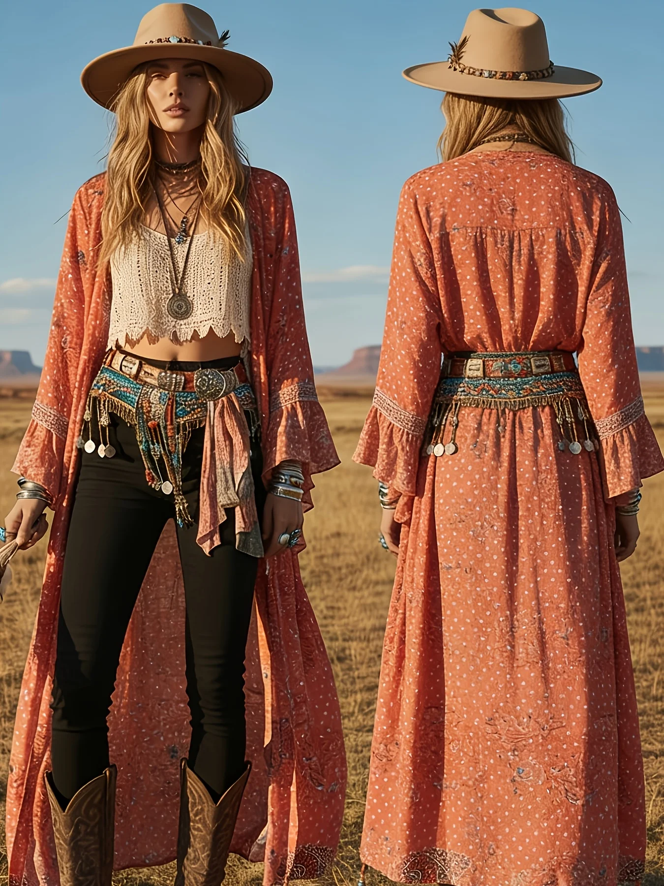 Women's Boho Allover Pattern Long Sleeve Cardigan