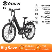 Vitilan L5 City Electric Bike 500W 48V15AH Adult E-Bike Hydraulic Brake 26 Inch Tires Electric Bicycle