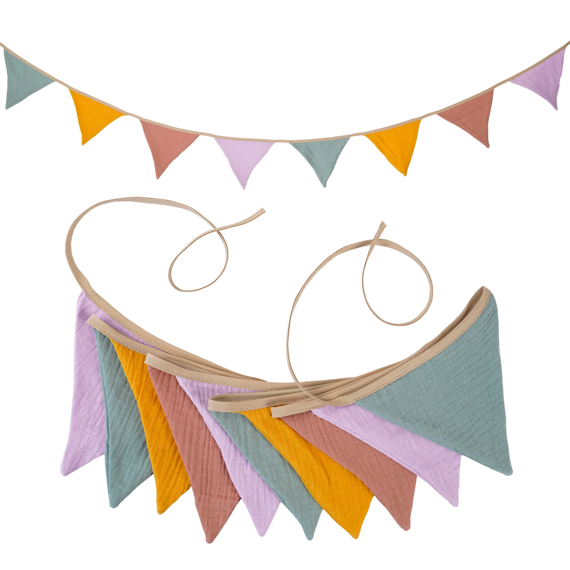2,6 m große Wimpelkette aus Stoff für Kinderzimmer, 10-Dreieck-Wimpel-Flaggen, Party-Dekoration, Banner für Zuhause, Babyparty, Karneval, Girlande
