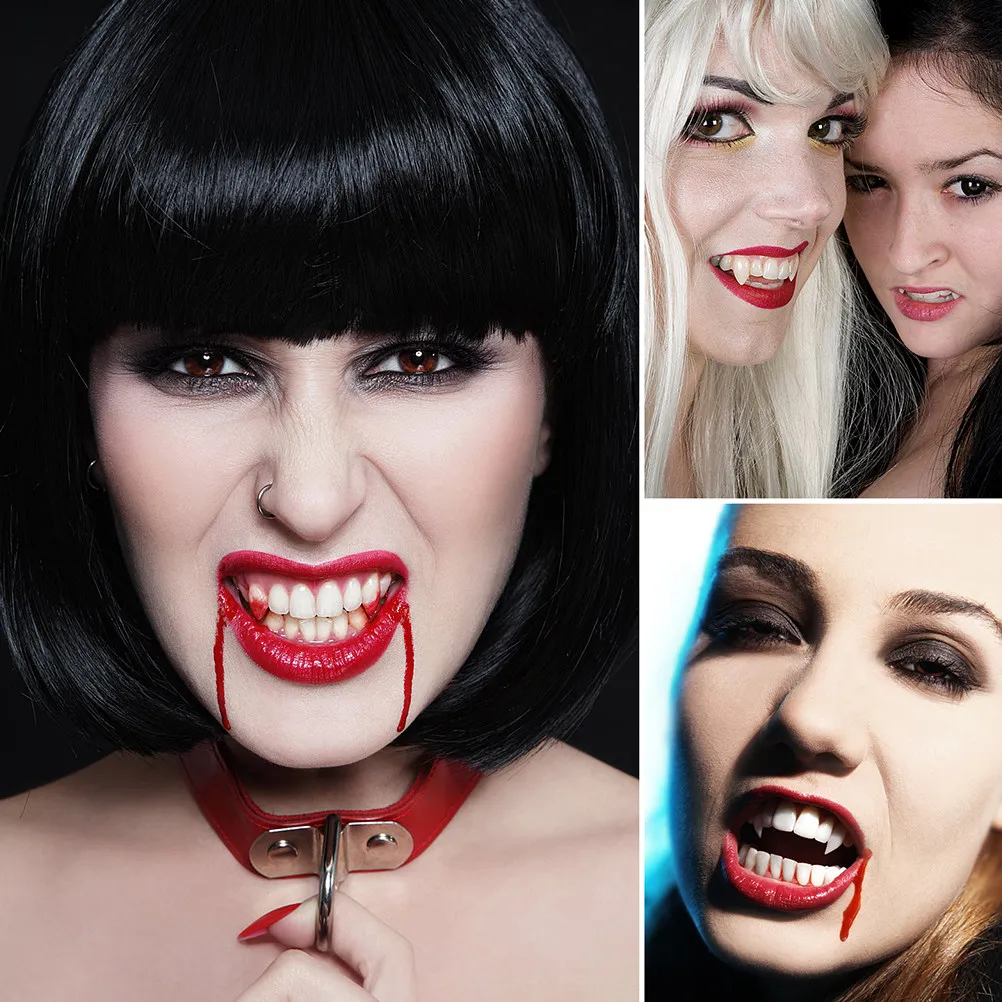 

6Pairs Vampires Teeth Halloween Fake Teeth Cosplay Props Lifelike Scary Fangs for Adults Costume Party Masquerade Halloween
