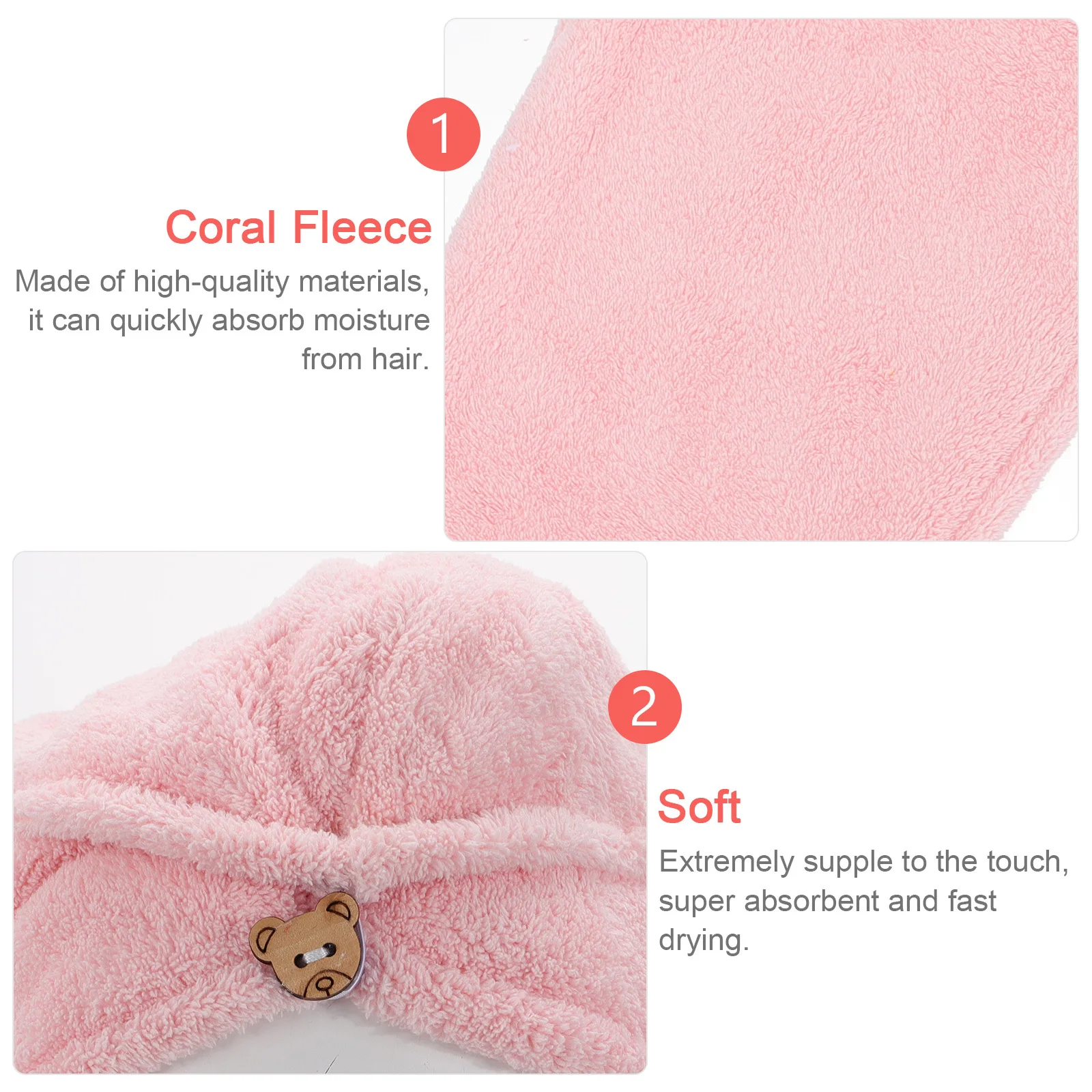 

4pcs Dry Towel Coral Fleece Quick Drying Hair Cap Super Absorbent Bathing Hat For Women Men Kids Portable Hair Drying Cap