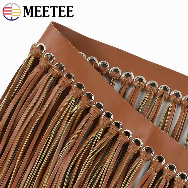 1Meter Meetee 23cm PU Leather Tassel Fringe Trim Lace Ribbon Handbag Dress Decor Tassels Performance Clothes Швейний матеріал