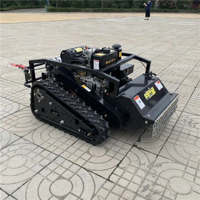 

Flail knife remote control lawn mower - self-propelled lawn mower for orchard gardens and nursery terrain - insensitive