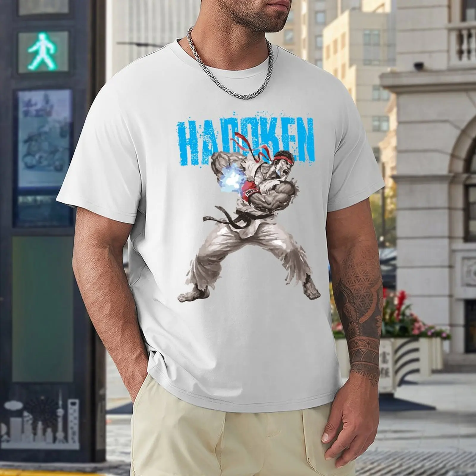 Hadoken-Camiseta de campaña fresca, camiseta Vintage, ocio divertido, novedad, talla de EE. UU.