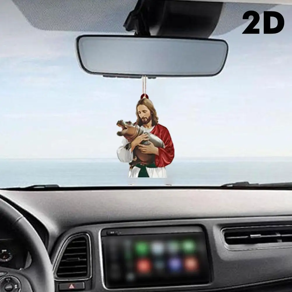 Flat Acrylic Jesus 2D Flat Acrylic Car Pendant Hanging Decor Home Mirror Car Ornament Gift Decor Rearview V4I5