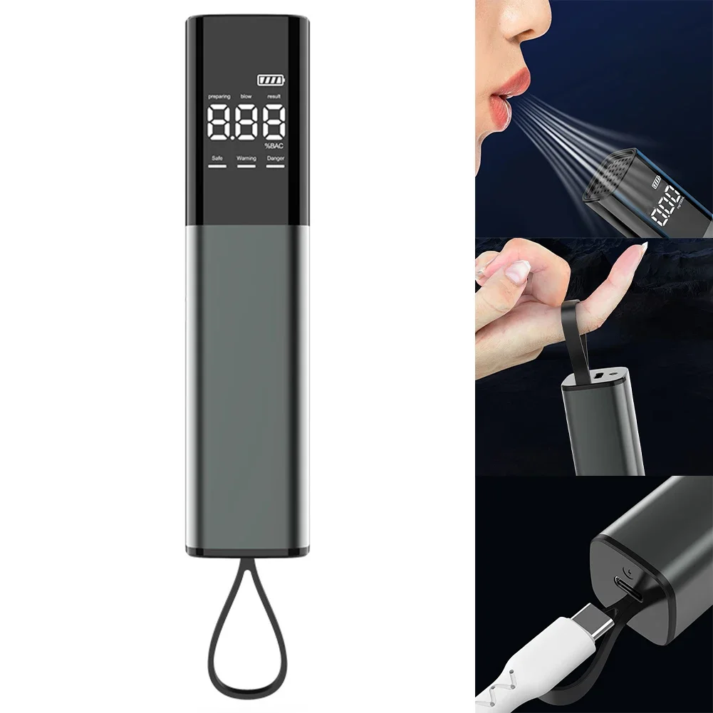 

Мини-автоматический тестер алкоголя, электронный алкотестер, светодиодный дисплей, портативный перезаряжаемый уличный детектор спиртометра