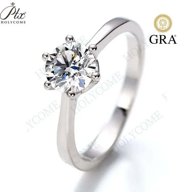 PTX GRA Certified 1CT S925 Moissanite Ring VVS1 Lab Diamonds Couple Ring for Women Diamond Wedding Bands for Women Fine Jewelry