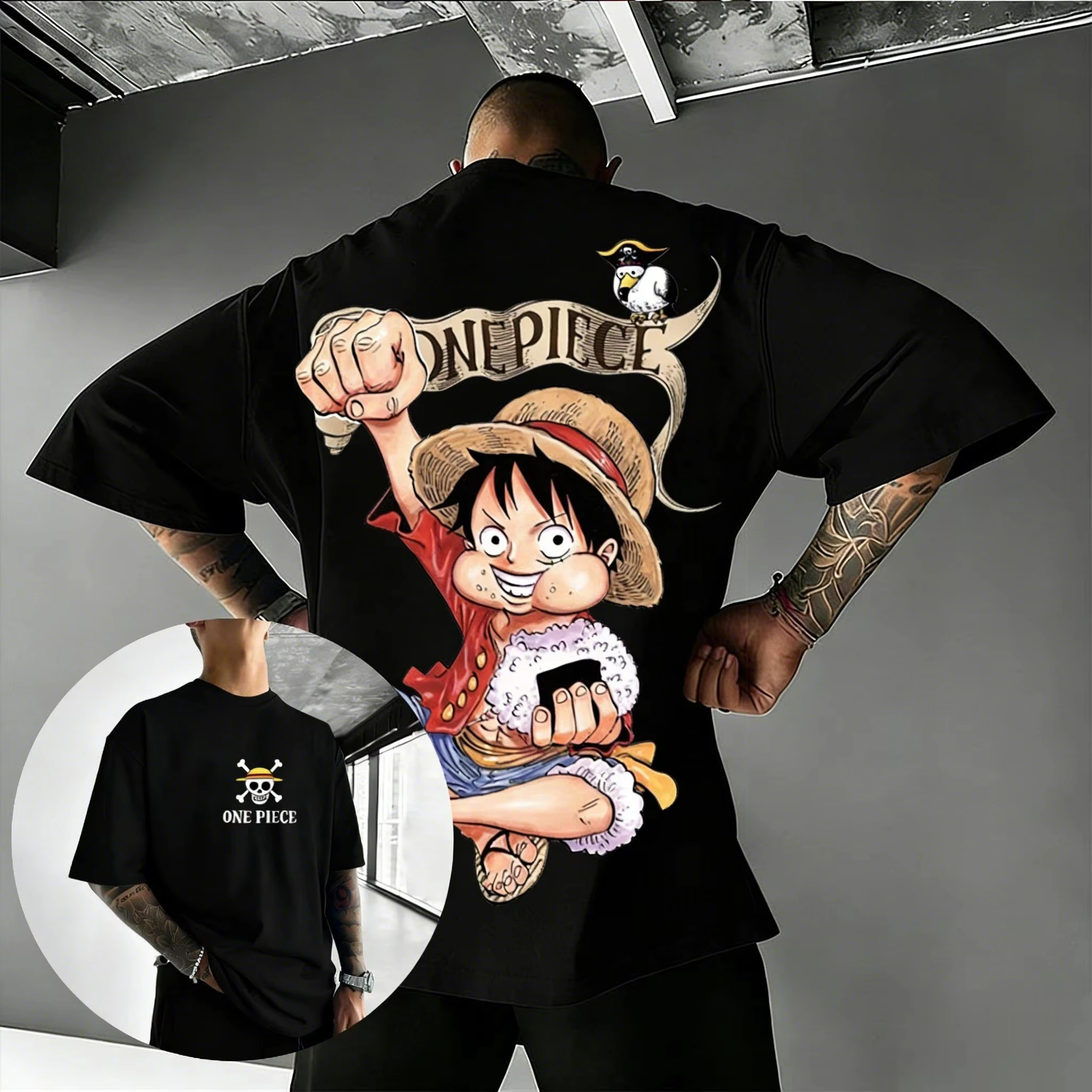 

Футболка с графическим принтом аниме One Piece, мужская и женская, хлопковая, с коротким рукавом, летняя, в стиле Y2K, с принтом Луффи, уличная одежда, свободный крой, повседневный топ, унисекс