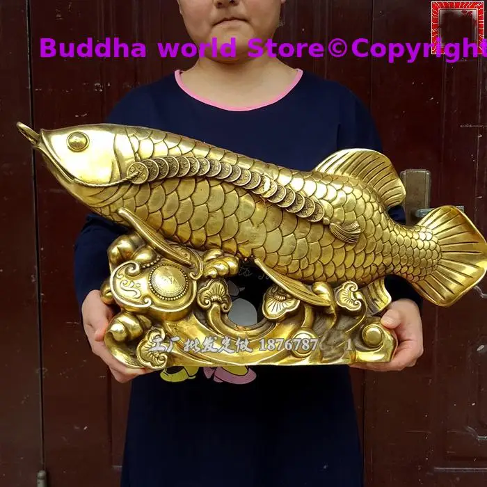 60CM Huge large - HOME Company Store TOP COOL Efficacious Talisman Recruit money Arowana Golden Fish FENG SHUI copper statue