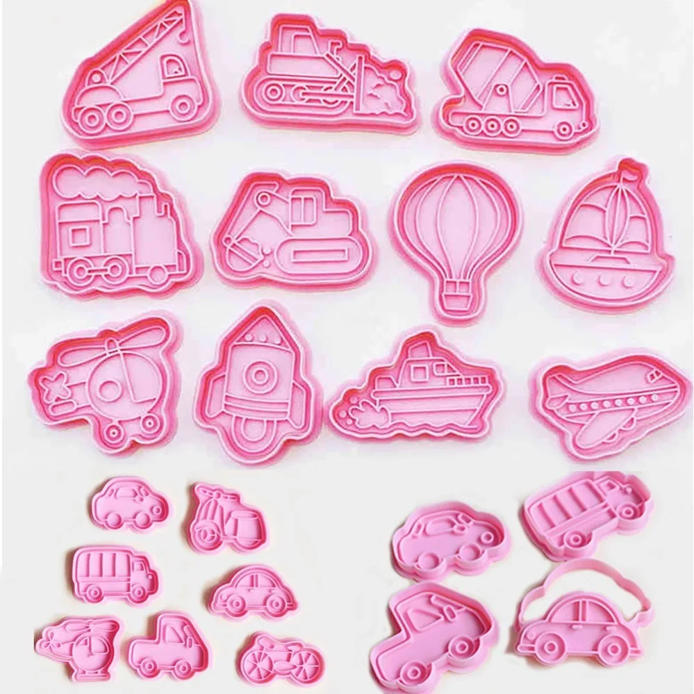 Cartoon Car Cookie Cutters Biscuit Mold Stamp Kitchen Baking Pastry Bakeware Dessert Baking Supplies