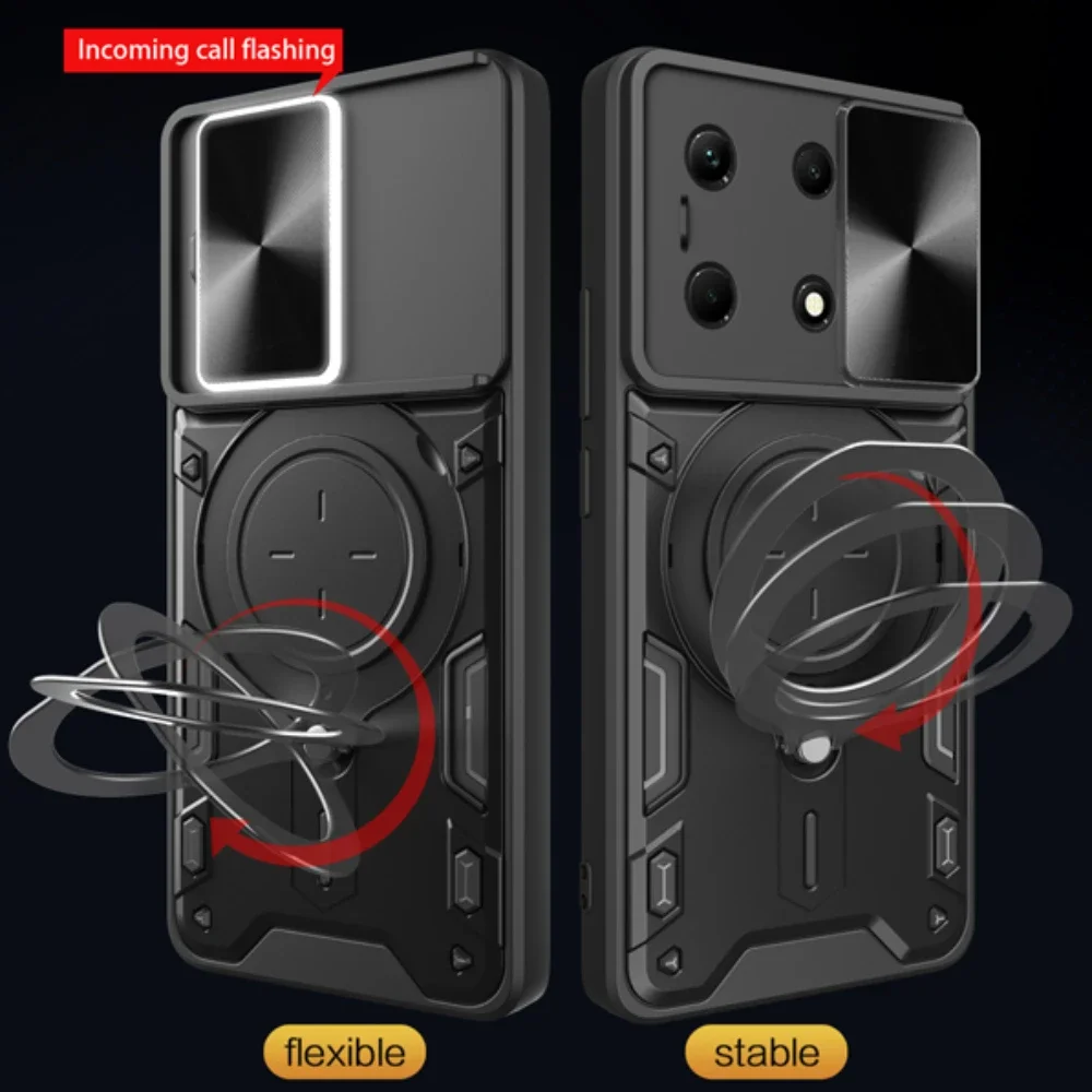 Coque for Infinix Note 30 4G Case Slide Lens Shockproof Armor for Infini Note30 Pro 5G Cover Magnetic Holder Ring Protect Fundas