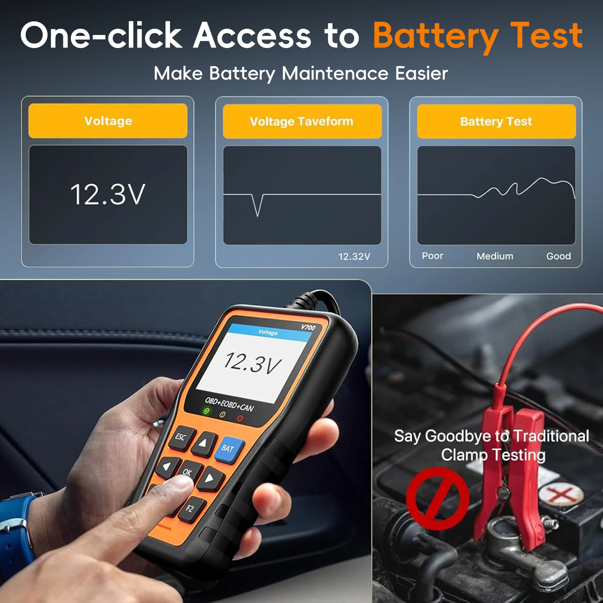 Picture 5: OBD2 Scanner Diagnostic Tool, Check Engine Code Reader OBD2 Scanner with Reset, Mode 6, Mode 8 & I/M Readiness,Auto Check Engine