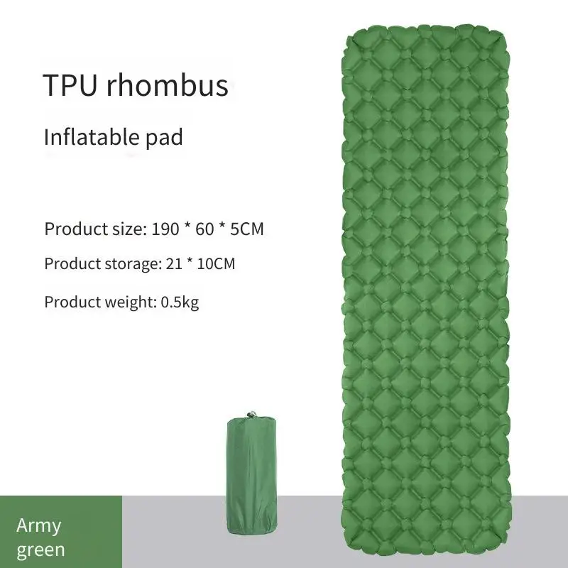

1pc Rectangular Ultra Lightweight Sleeping Pad-Inflatable Foldable Camping Mat Durable Polyester Fabric with Moisture Resistance