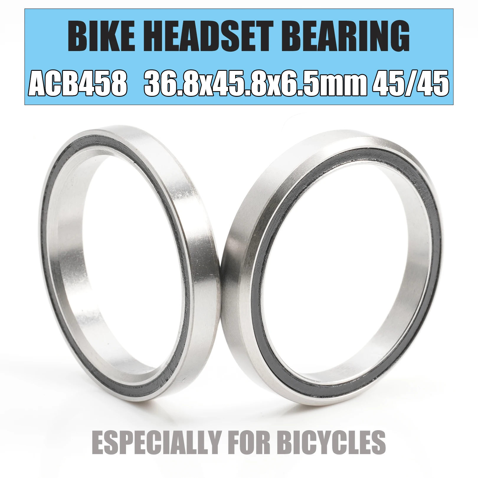 ACB458 Bicycle Headset Sealed Cartridge Bearings 36.8x45.8x6.5 mm 45/45 Degree Tapered Upper Lower ACB Bearing Lightweight Steel