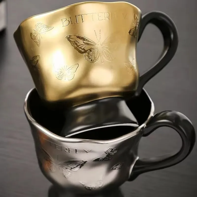 Premium Light Luxury Coffee Cup Ceramic Mug Breakfast Milk Special-Shaped Cup Afternoon Tea Souvenir