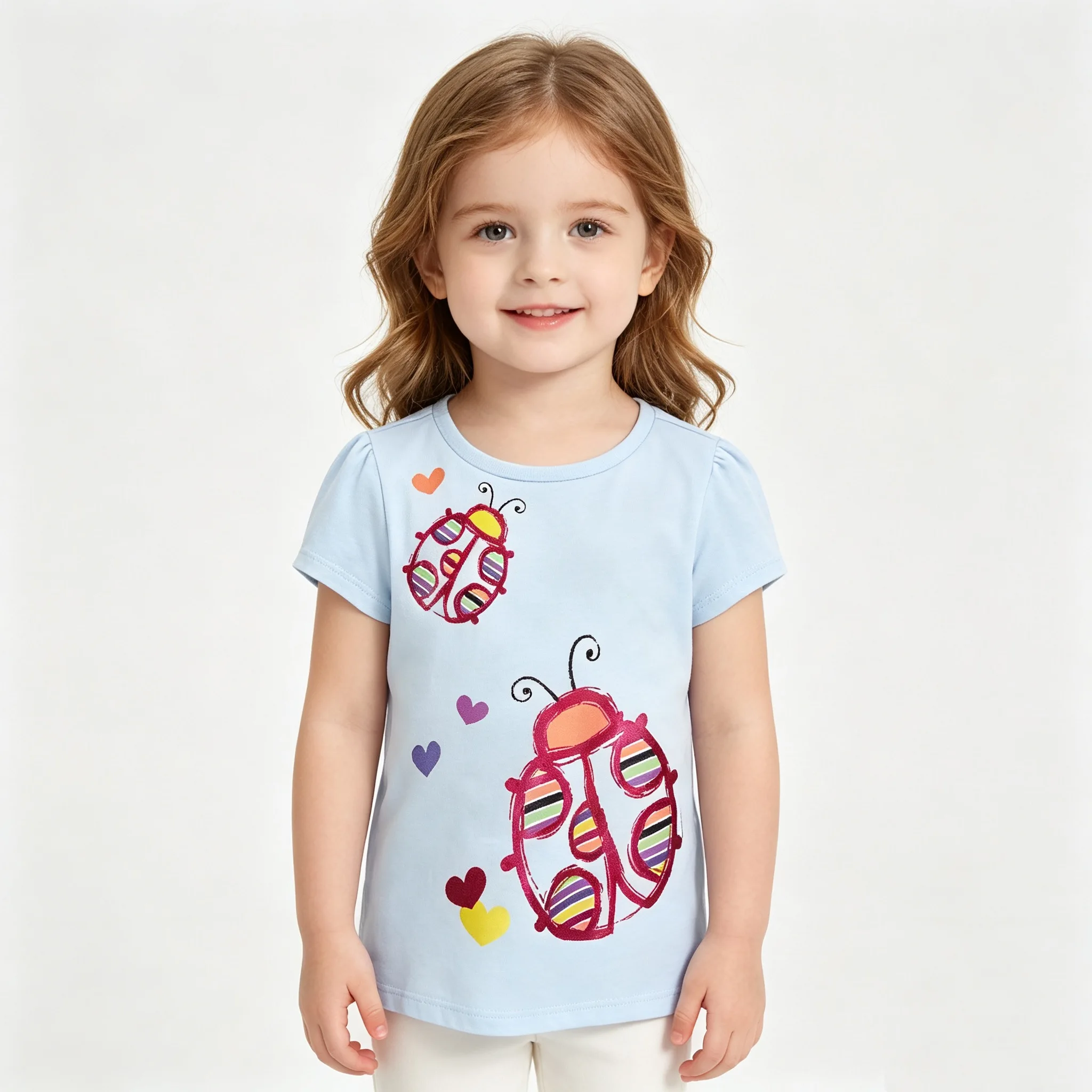 Summer Cute Girl's T-Shirts Short Sleeve Tops Baby Girl Tee Shirt Cotton 12 3 4 5 6 Years Toddler Sweatshirt Infant Tops Outfit