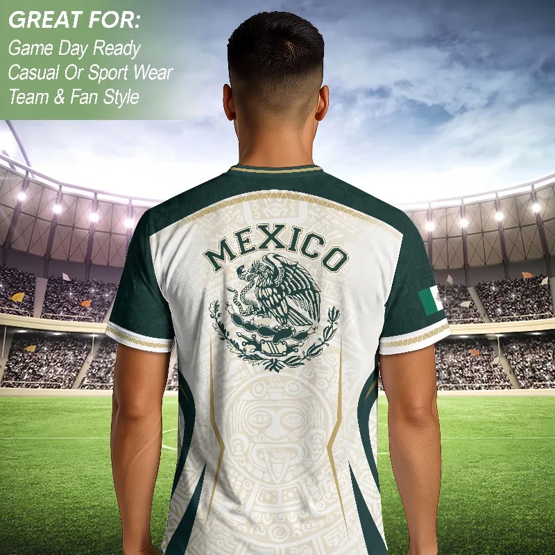 Vintage Mexico Aztec Mayan Totem Football Jersey Mexican Eagle Serpent Full Print Soccer T-shirt Men Kids Streetwear Fan Apparel