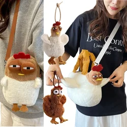 Ugly Hen Shape Handbag Fur Chicken Plush Bag Funny Kawaii Chicken Pendant Keychain Doll Satchel Purse for Women Birthday Gifts