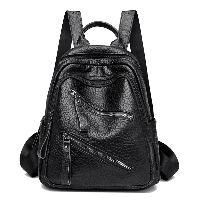 Female Women's PU Bags Backpack Shoulder 2024 Female Travel Bag Fashion Black High-Capacity Ladies Portable Shoulder Bag