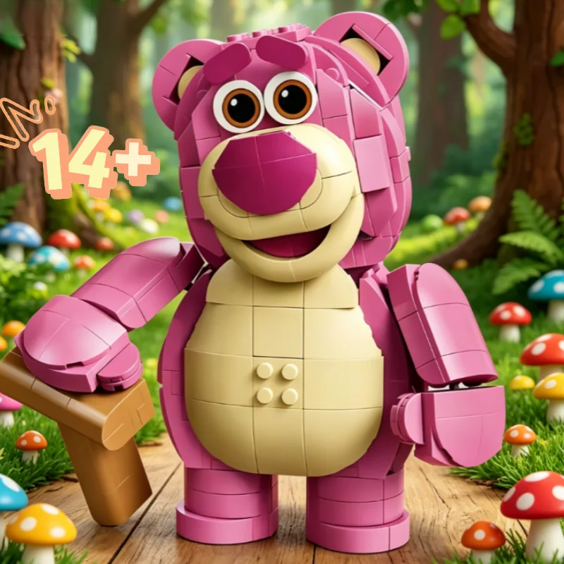2026 New Popular Classic Cartoon Pink Strawberry Bear Building Blocks 570pcs Diy Puzzle Ornament Model Creative Birthday Gifts - view 4