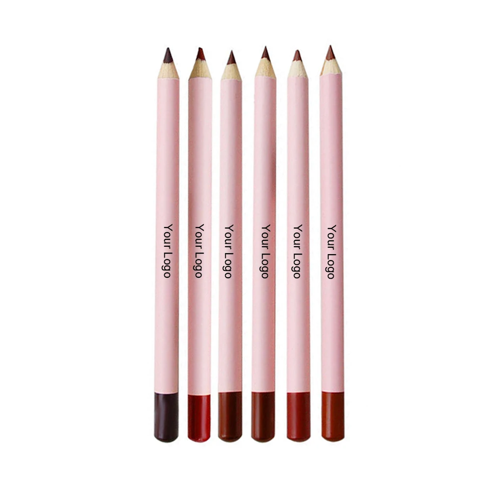 6-Piece Lip Liner Kit Custom Logo Pigment Long Lasting Waterproof Not Fading Pink Packaging Private Label Makeup Wholesale Vegan
