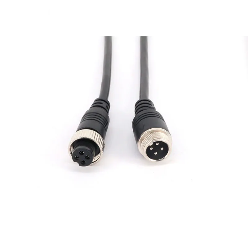 M12 4Pin Aviation Signal Cable Male / Female connector wire Plug GX12 for Car Camera/ DVR Video Camera CCTV Monitor t1