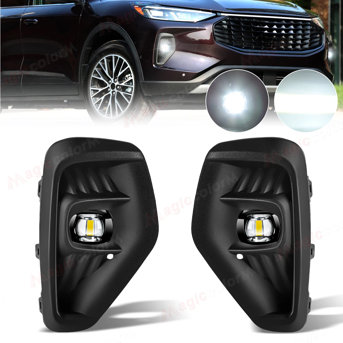 

For Ford Escape 2023 2024 Car Front Bumper Fog Lights Fog Lamp Assembly Driving Light with Harness Wiring Cover Grille