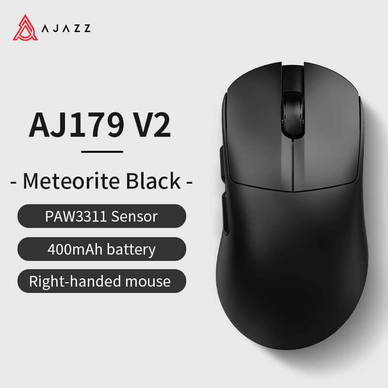 AJAZZ AJ179V2/V2 MAX Tri-mode bedrade/draadloze/Bluetooth-gamingmuis met PAW3311-sensor, ultralichte muis van 56 g