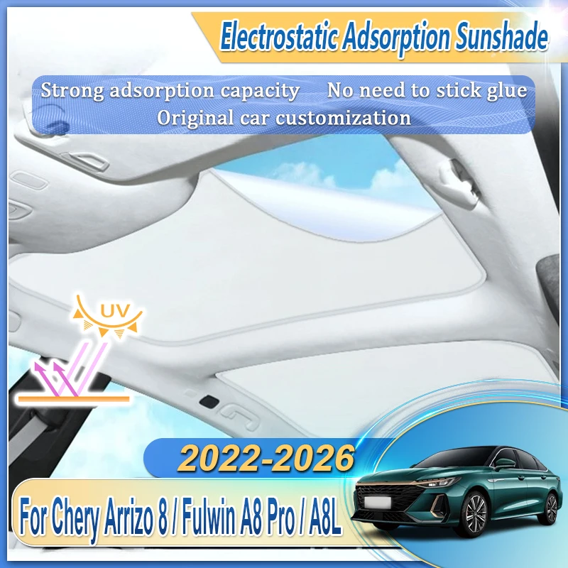 

For Fownix Chery Arrizo 8 2025 Fulwin A8 Pro A8L 2022-2026 Car Electrostatic Adsorption Insulation Sunroof Sunshade Shade Visors