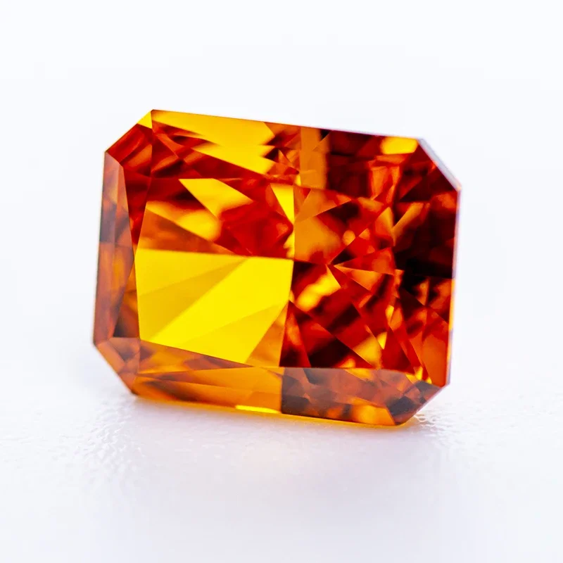 Cubic Zirconia Crushed Ice Cut No Certificate Rectangle Shape Orange Color Charms Beads for Diy Advanced Jewelry Making Material