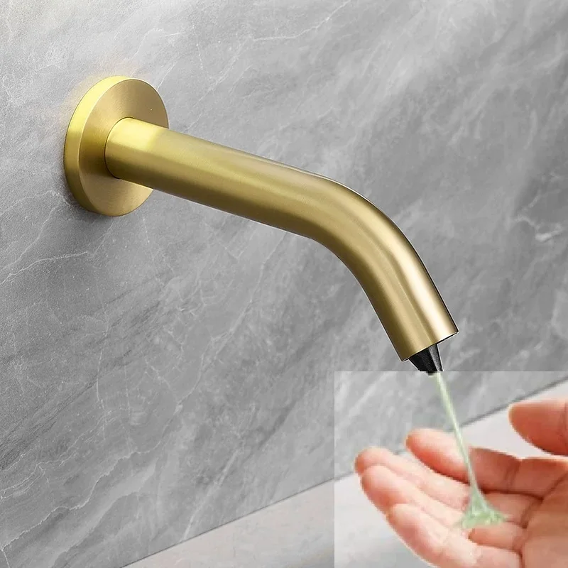 MTTUZK Wall Mounted Brushed Gold Automatic Soap Dispenser Bathroom Liquid Sensor Soap Dispenser
