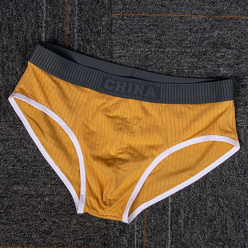 Men Cotton Briefs Thread Intimate Underwear Middle Rise Panties Soft Comfortable Underpants Casual Short Trunks Solid Swimwear