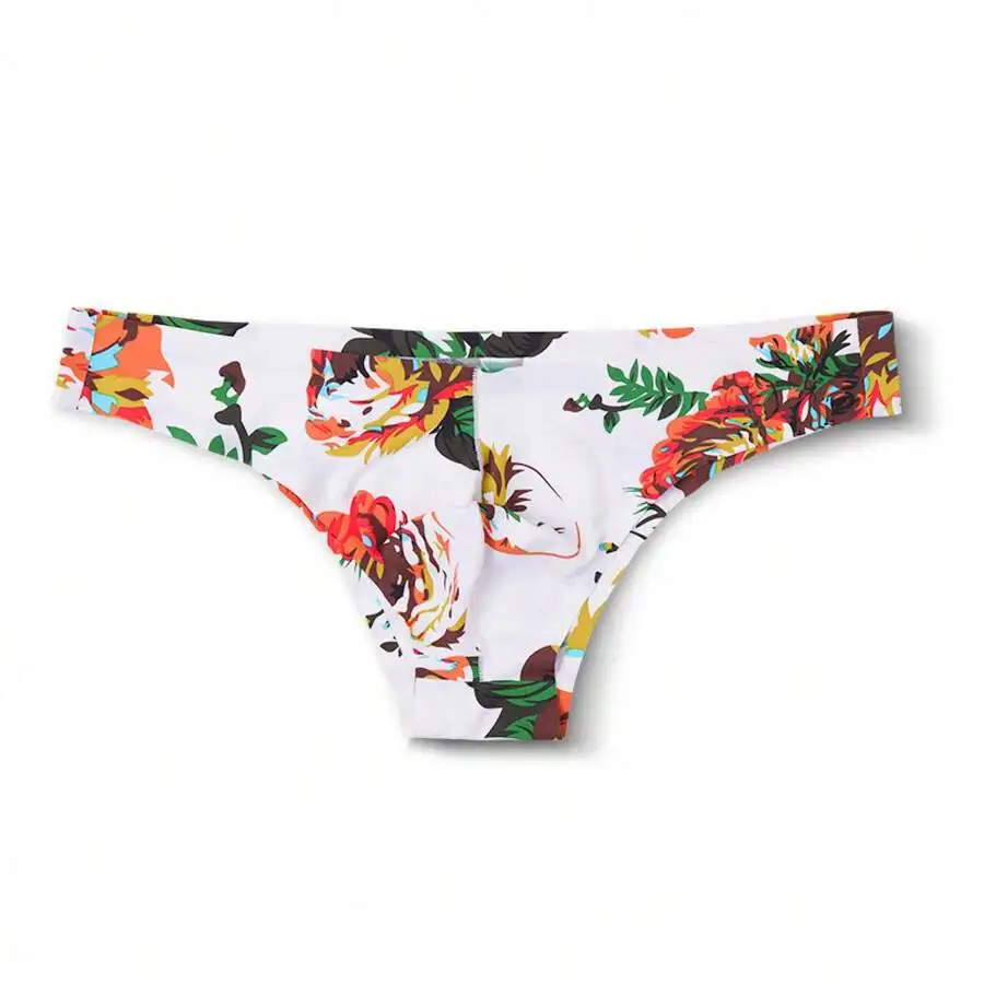 

Mens Floral Print Triangle Briefs Ice Silk Soft Stretch Low Rise Underwear