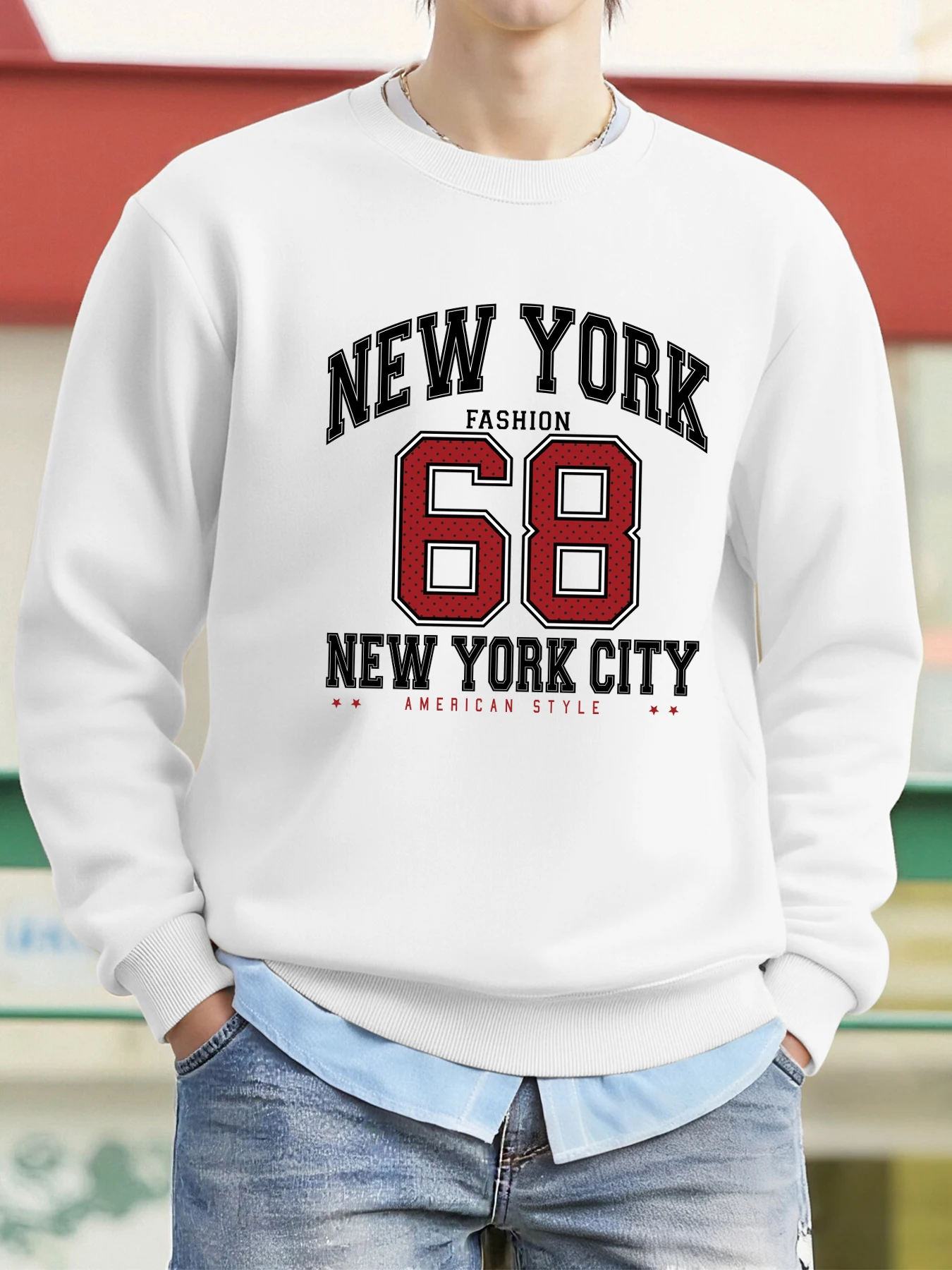 New York Kreative Brief Drucken Sweatshirt Männlichen Mode Oansatz Kleidung Fleece Weiche Herbst Pullover Oversize Fashions Sportswear