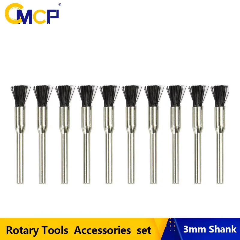 CMCP 10/20pcs Wire Wheel Brush Set 3mm Shank Polishing Brush Nylon Brush For Dremel Rotary Tools Accessories Rust Remove Tool