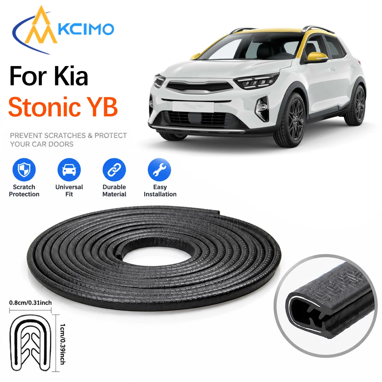 Car Door Edge Anti Scratch Guard For Kia Stonic YB CUV 2017-2025 PVC Seal Strip With Built‑in Steel Sheet