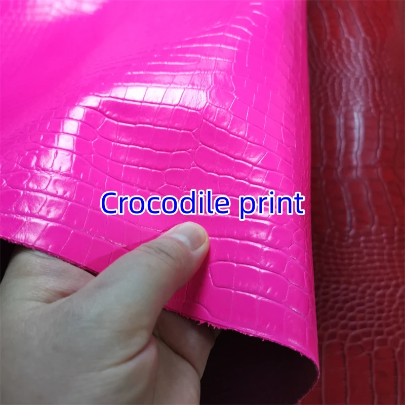 1mm Pink. Red Alligator Cowhide. First Layer Leather. Real Leather Fabric. Handmade DIY For Styling Bags. Full-Sheet Cutting