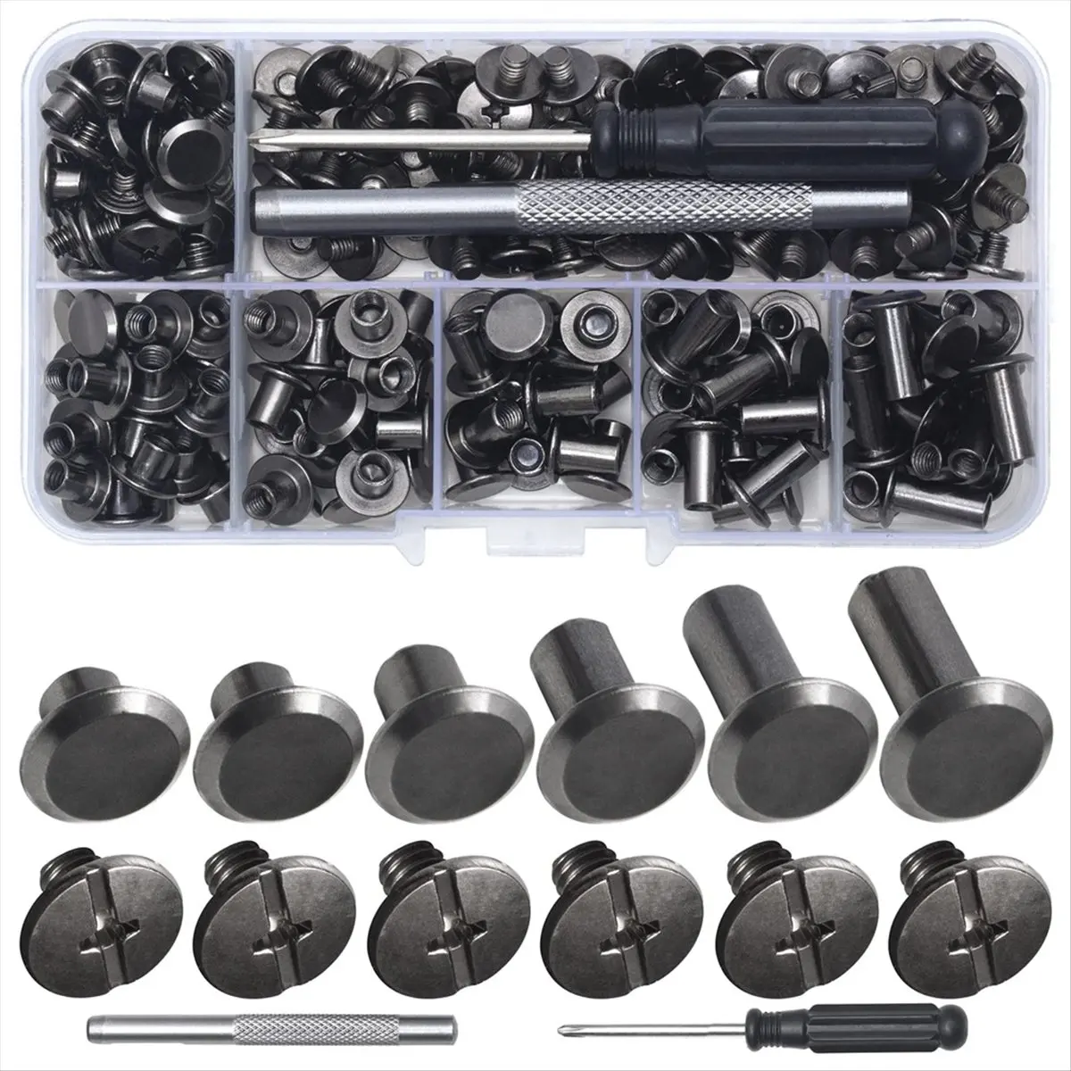 2026 New Chicago Leather Rivets Assorted Rivets M5 Chicago Binding Screws for Decorating PU Craft Belts(110PCS) B